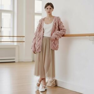 Chicwish Pink Textured Knit Cardigan S